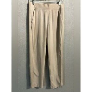 Athleta Women’s Size 4 Beige Pull-On Stretch Ankle Pants Side Slit Pockets